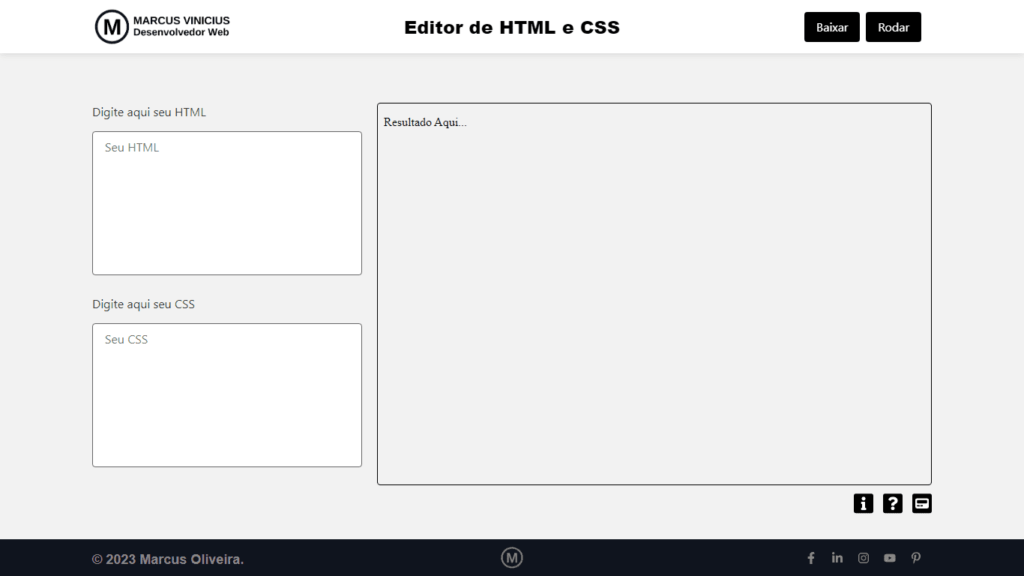 Online editor HTML Grátis e desenvolvimento web Front-End